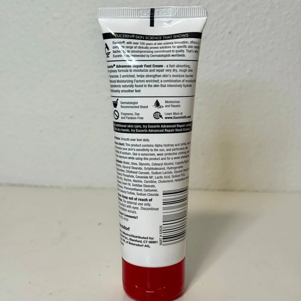 NEW EUCERIN ADVANCED REPAIR FOOT‎ CREAM FOR VERY DRY SKIN - 3OZ 2 pack